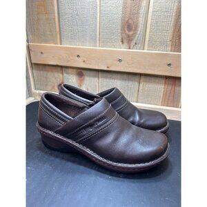 Josef Seibel Womens Brown Leather Slip-On Comfort Clogs Shoes Size 41 US10-10.5